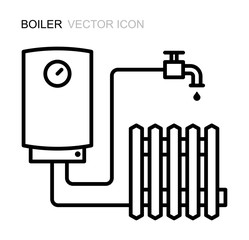 Boiler line icon. Vector symbol of heating equipment.