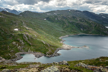 Fototapeta na wymiar Hiking at Jotunheimen National Park, Norway Scandinavia, beautiful landscape