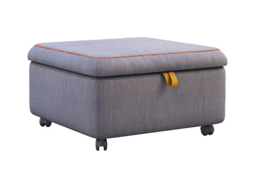 Fabric storage seat section with casters. 3d render