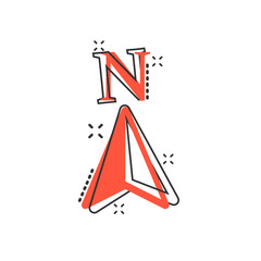 Global navigation icon in comic style. Compass gps vector cartoon illustration on white isolated background. Location discovery business concept splash effect.