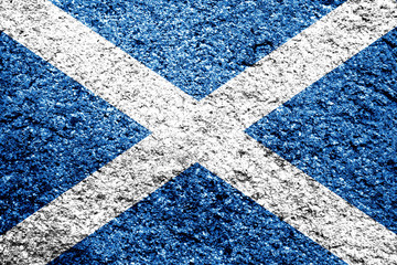 Fototapeta na wymiar Scottish flag with a grungy distressed worn texture illustration