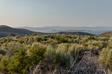 scenic view of Paoha and Negit islands on Mono Lake from Pumice Valley (Mono County, California, USA)