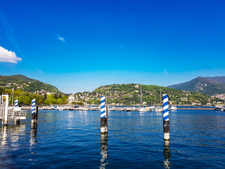 Fototapeta na wymiar Lago di Como boat pier in Italy
