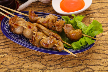 Chicken skin skewer
