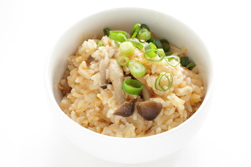 Japanese food, zosui soup rice for winter hot pot cuisine