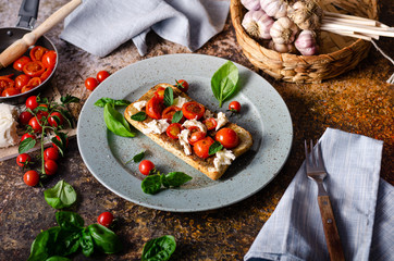 Bruschetta tomato mozzarella breakfast