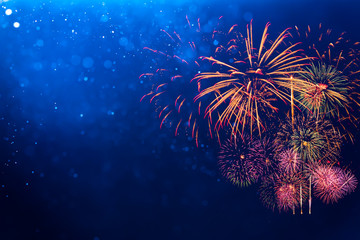 Fireworks with Abstract bokeh background