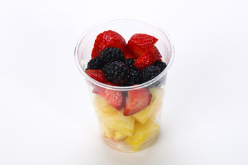 Sliced fruit mix in the box