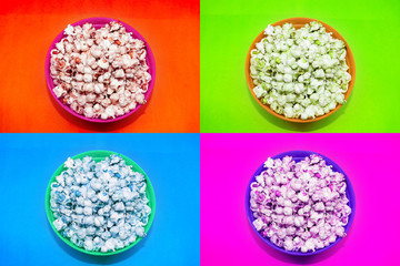 popcorn isolated set of colorful buttons
