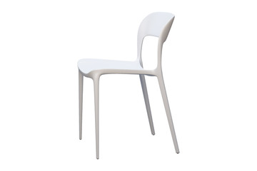 White plastic mid-century chair with thin legs. 3d render