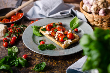 Bruschetta tomato mozzarella breakfast