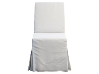 White fabric covered dinning chair. 3d render