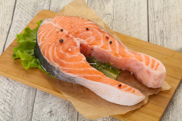 Raw salmon steak - ready for grill