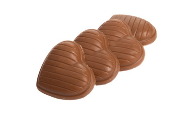 chocolate hearts isolated