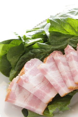 prepared bacon and spinach