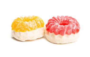 marshmallows with marmalade isolated