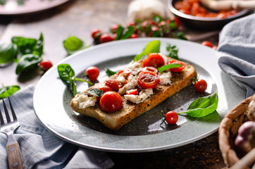 Bruschetta tomato mozzarella breakfast