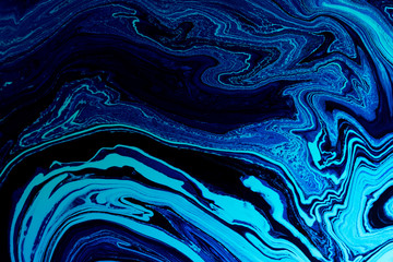 Obraz premium Blue Acrylic Pour Color Płynne abstrakcyjne powierzchnie marmuru Design.