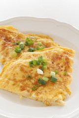 Chinese food, scallop omelette on dish