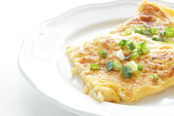 Chinese food, scallop omelette on dish