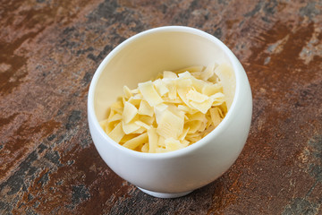 Coconut dry chips in the bowl