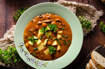 Potato mushrooms soup