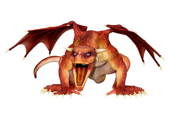 3D Rendering Fairy Tale Dragon on White