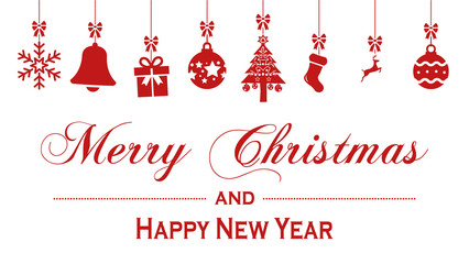 cb49 ChristmasBanner - english text: Merry Christmas and Happy New Year. banner 16to9 - red christmas decoration - xxl e8531