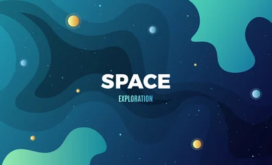 Fototapeten Space Exploration background design, modern gradient vector template with flat style cosmic illustration © Premium_art