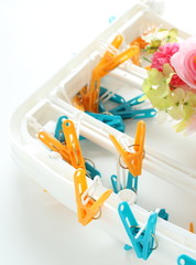 laundry clips on white background for house keeping 