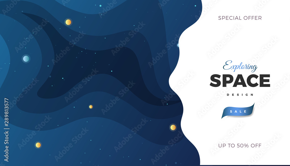 Canvas Prints space exploration background design, modern gradient vector template with flat style cosmic illustra