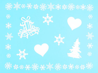 Snowflakes on a blue background. Christmas and New Year concept