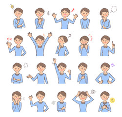 若い女性　表情バリエーション　セット１