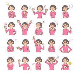 若い女性　表情バリエーション　セット２