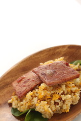 Chinese fried rice and luncheon meat