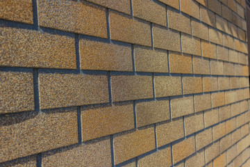 Close-up flexible soft bitumen tile Shinglas. Construction Landscaping