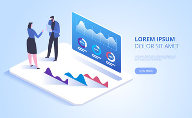Statistical analysis landing page vector template
