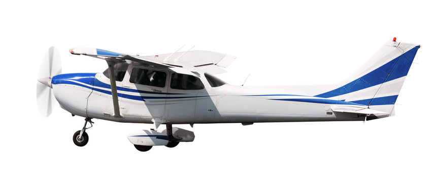 Small ports aeroplane on a clean white background