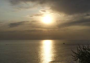 evening sunset and clouds on the sea	