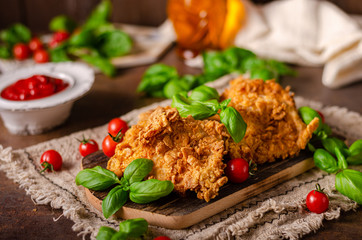 Crispy chicken steak cornflakes