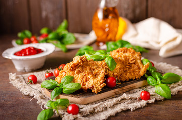 Crispy chicken steak cornflakes