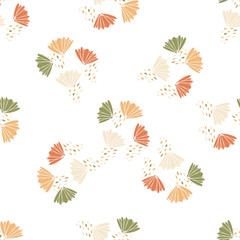 Abstract grunge shapes and flowers wild chamomile seamless pattern. Daisy flower vector background.