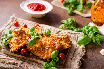 Crispy chicken steak cornflakes