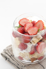 Strawberry and cream cheese jar cake for gourmet dessert image