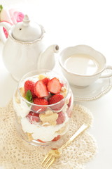 Strawberry and cream cheese jar cake for gourmet dessert image