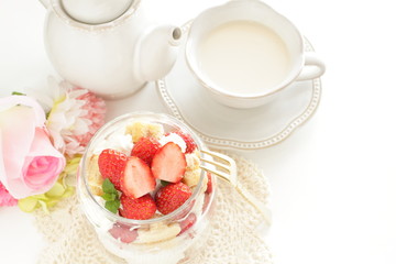 Strawberry and cream cheese jar cake for gourmet dessert image