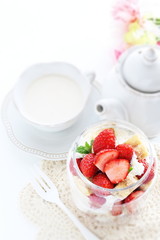 Strawberry and cream cheese jar cake for gourmet dessert image