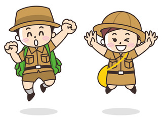 ジャンプするこども探検隊