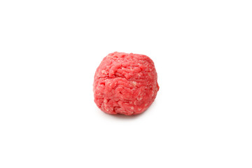 Raw meat balls isolated on white background.