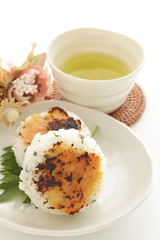 Japanese food, grilled miso rice ball for breakfast image